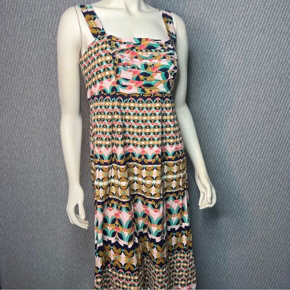 ANTONIO MELANI Multicolor Geometric Sleeveless Maxi Dress Size 8 Art Comfort - Picture 1 of 12